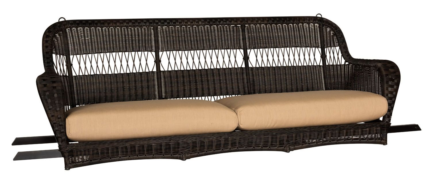 Woodard Sommerwind Sofa Swing, Chocolate, Beach Bum Creamsicle (Grade A), Grade A Fabric, Garden Chairs, Sofa, Sommerwind, Wicker, Swing sofa, Curved, Outdoor