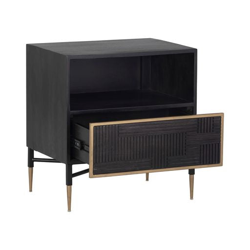 Sunpan Markwood Nighstand Antique Bronze-Glacier Grey / Brass-Dark Brown