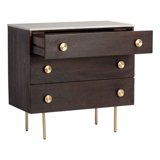 Sunpan Keely Dresser in White Marble-Dark Walnut