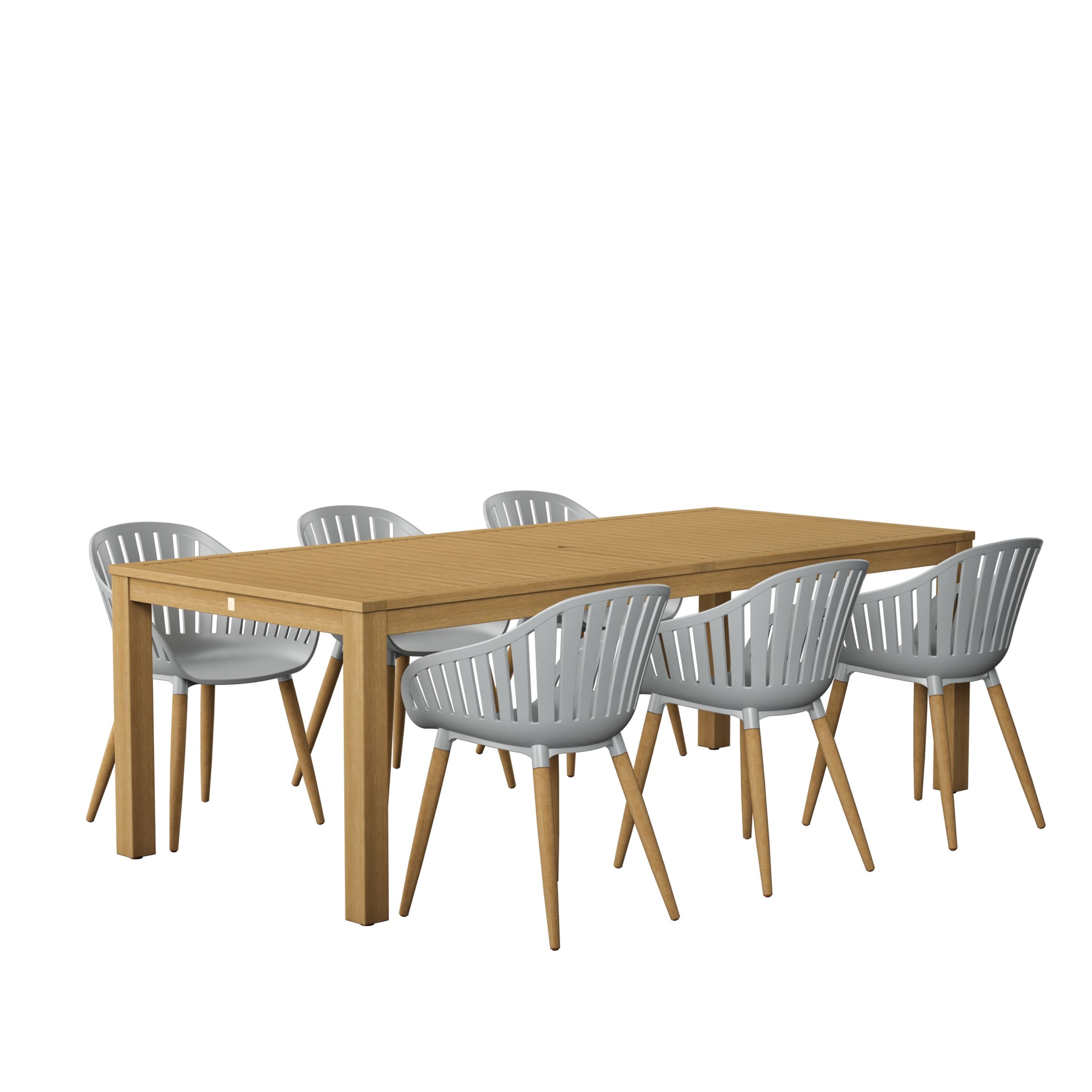 International Home Miami Amazonia 7-Piece Rectangular Patio Dining Set | Teak Finish | Ideal for Outdoors and Indoors