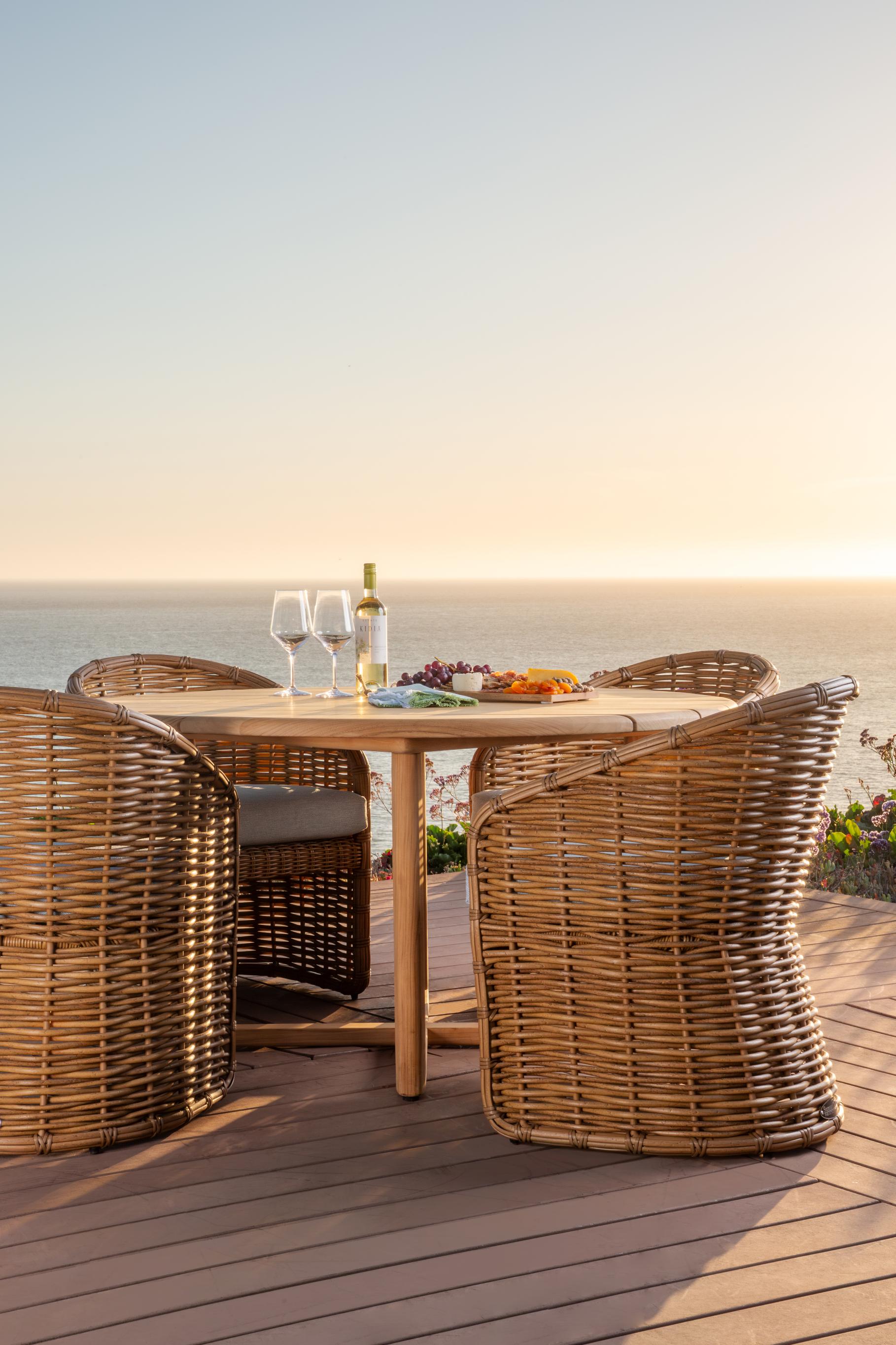 Sunset West Natural Teak 56" Round Dining Table