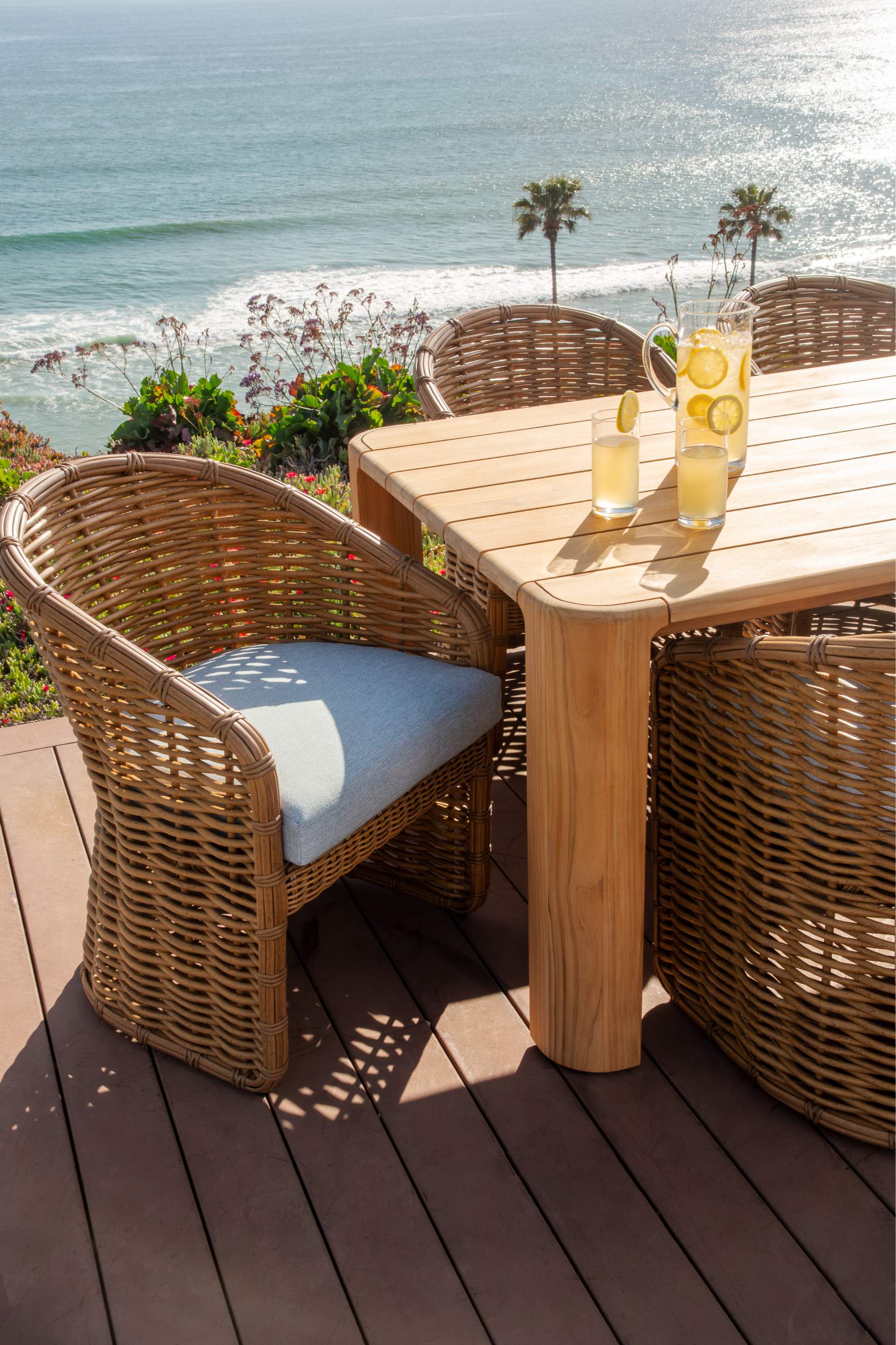 Sunset West Playa Dining Chair in Soothe Pearl with Flange Welt