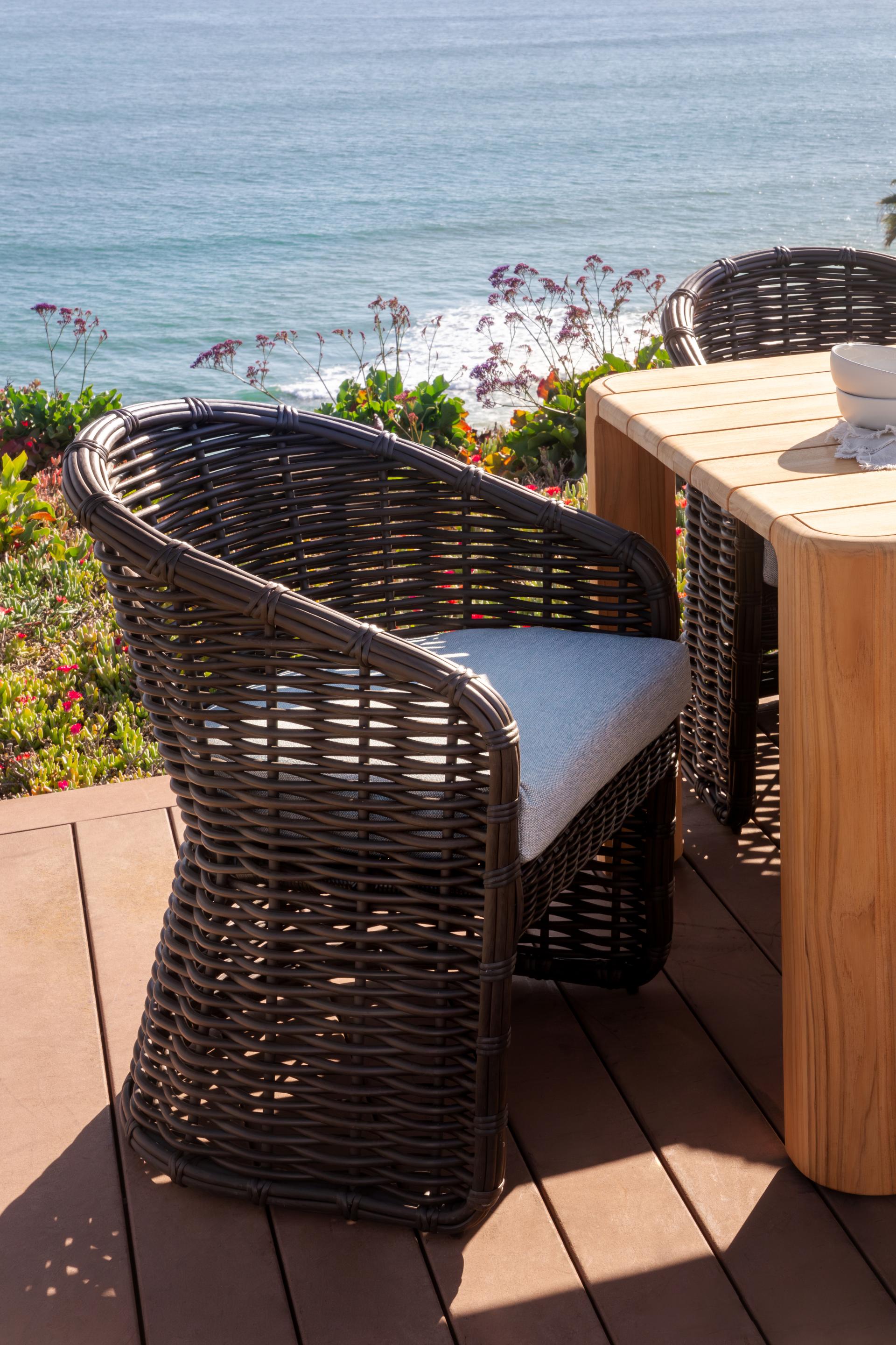 Sunset West Cabo Dining Chair in Soothe Pearl with Flange Welt