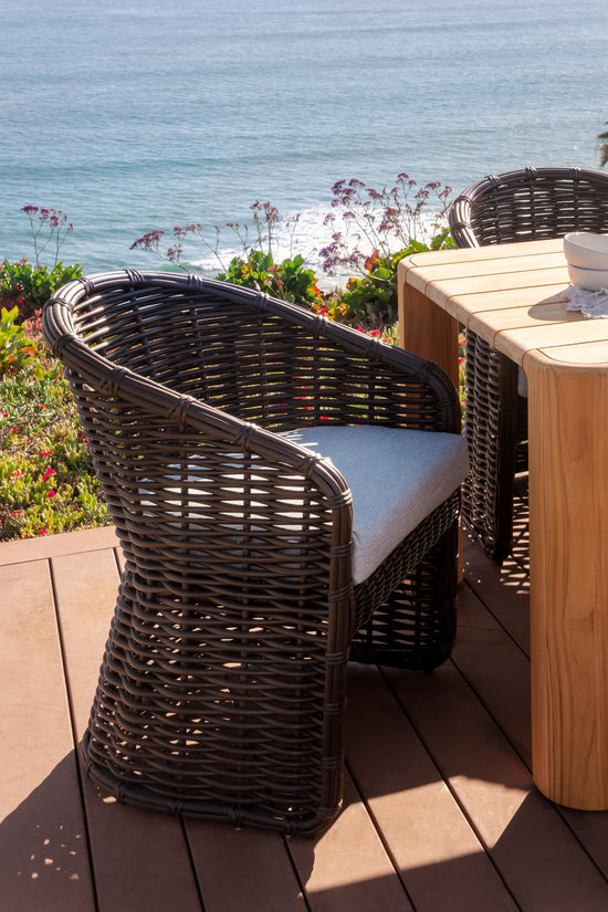 Sunset West Cabo Dining Chair in Soothe Pearl with Flange Welt