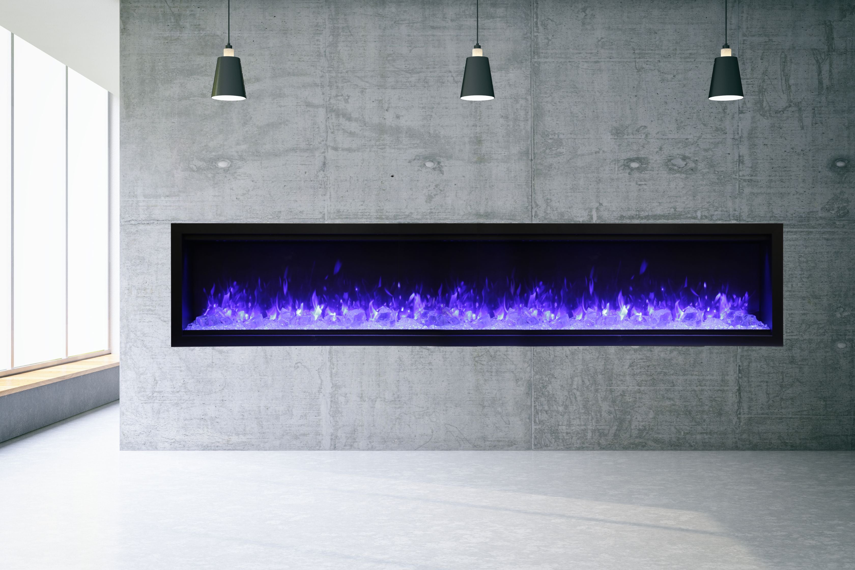 Amantii 100" Extra Tall Clean Face Electric Built-in With Black Steel Surround