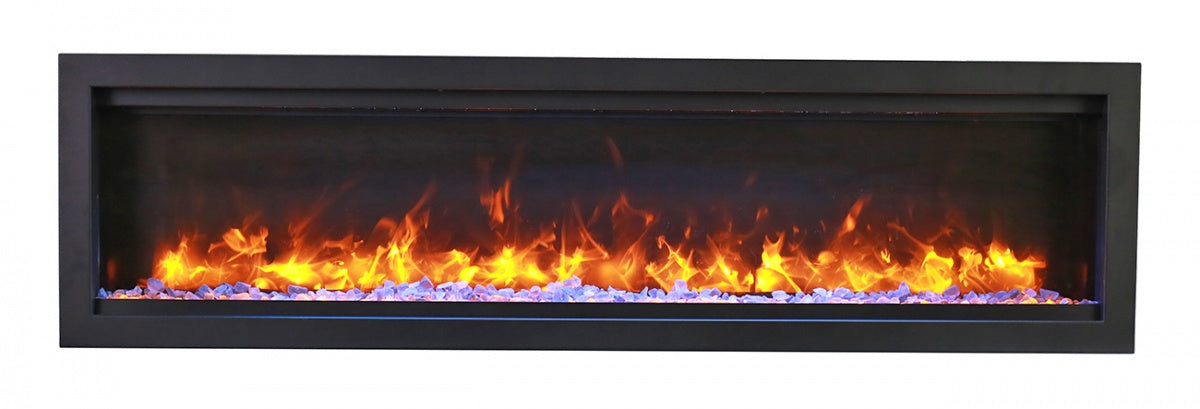Sierra Flame 50" Clean face Electric Built-in With Log And Glass and Black Steel Surround