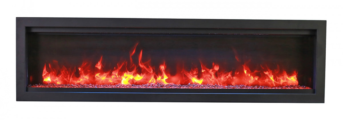 Sierra Flame 50" Clean face Electric Built-in With Log And Glass and Black Steel Surround