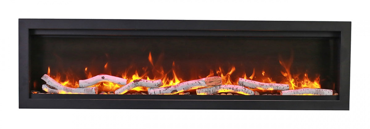 Sierra Flame 50" Clean face Electric Built-in With Log And Glass and Black Steel Surround
