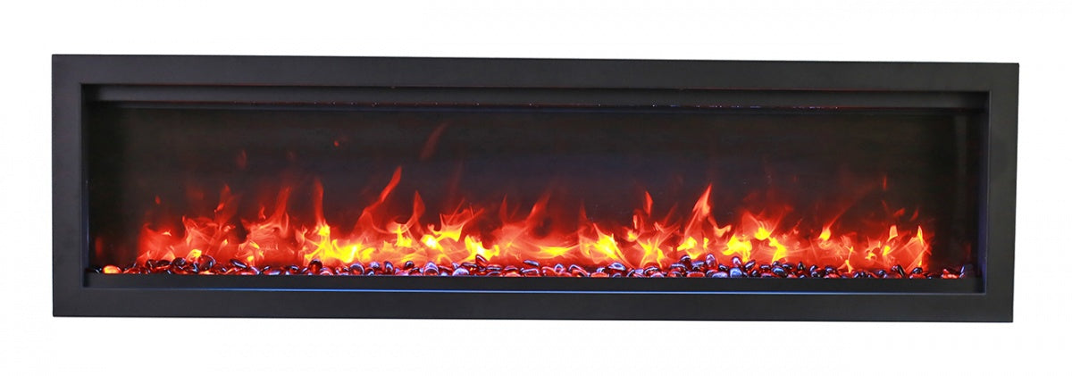 Sierra Flame 50" Clean face Electric Built-in With Log And Glass and Black Steel Surround