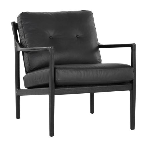 Sunpan Gilmore Lounge Chair Black - Black Leather / Walnut - Vienna Cream