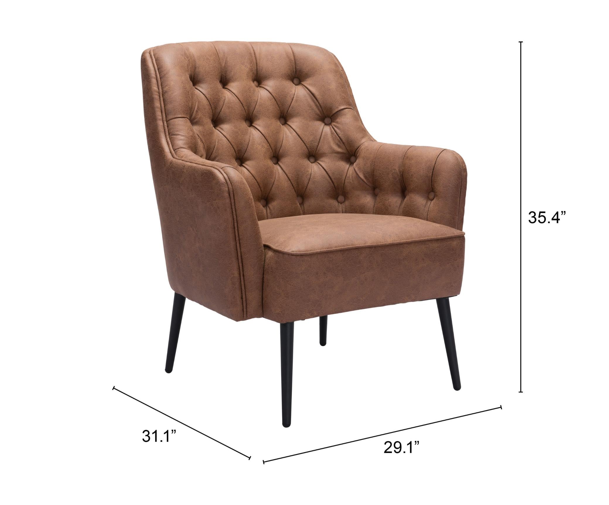 Zuo Modern Tasmania Accent Chair Vintage in Brown/Black