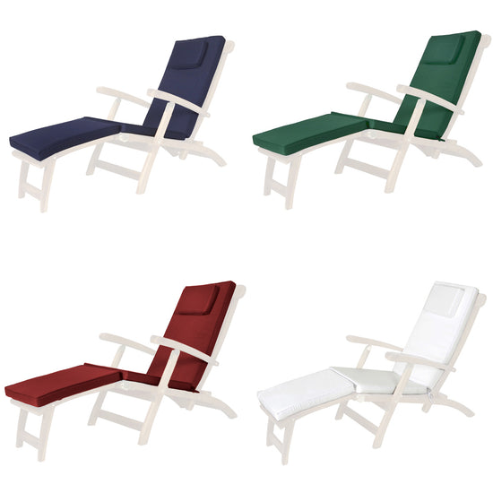 All Things Cedar 5 - Position Steamer Chair & Blue/Green/Red/White Cushion