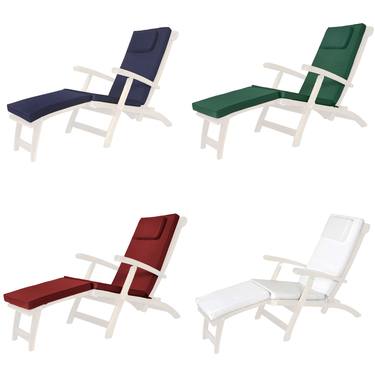 All Things Cedar 5 - Position Steamer Chair & Blue/Green/Red/White Cushion