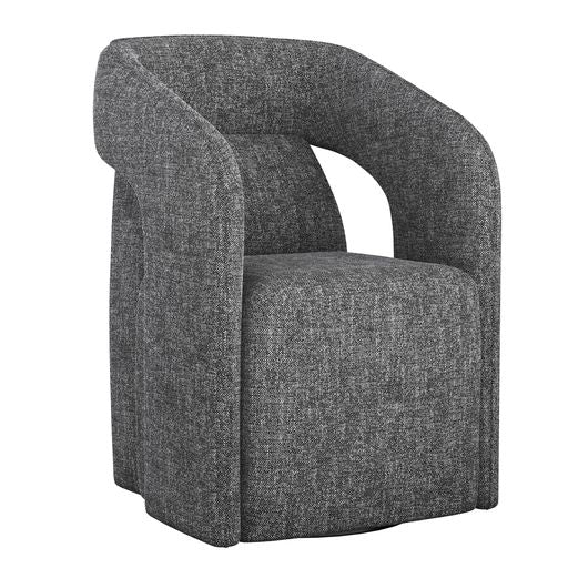 Sunpan Kendrick Wheeled Dining Armchair in Abbington Black / Moto Stucco / Nash Zebra