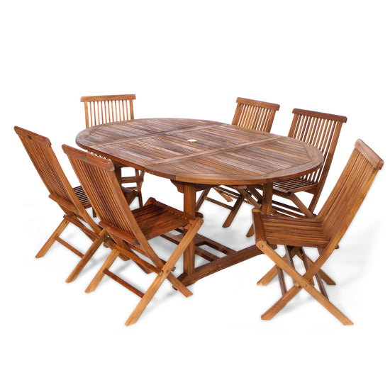 All Things Cedar 7-Piece Oval Folding Chair Set