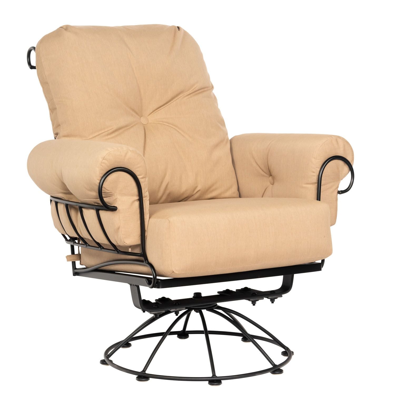 Woodard Terrace Smaller Swivel Rocking Lounge Chair, Aged Teak, No Cushion, Grade A Fabric, Garden Chairs, Lounge Chairs, Terrace, Iron, Lounge Chairs, Curved, Outdoor