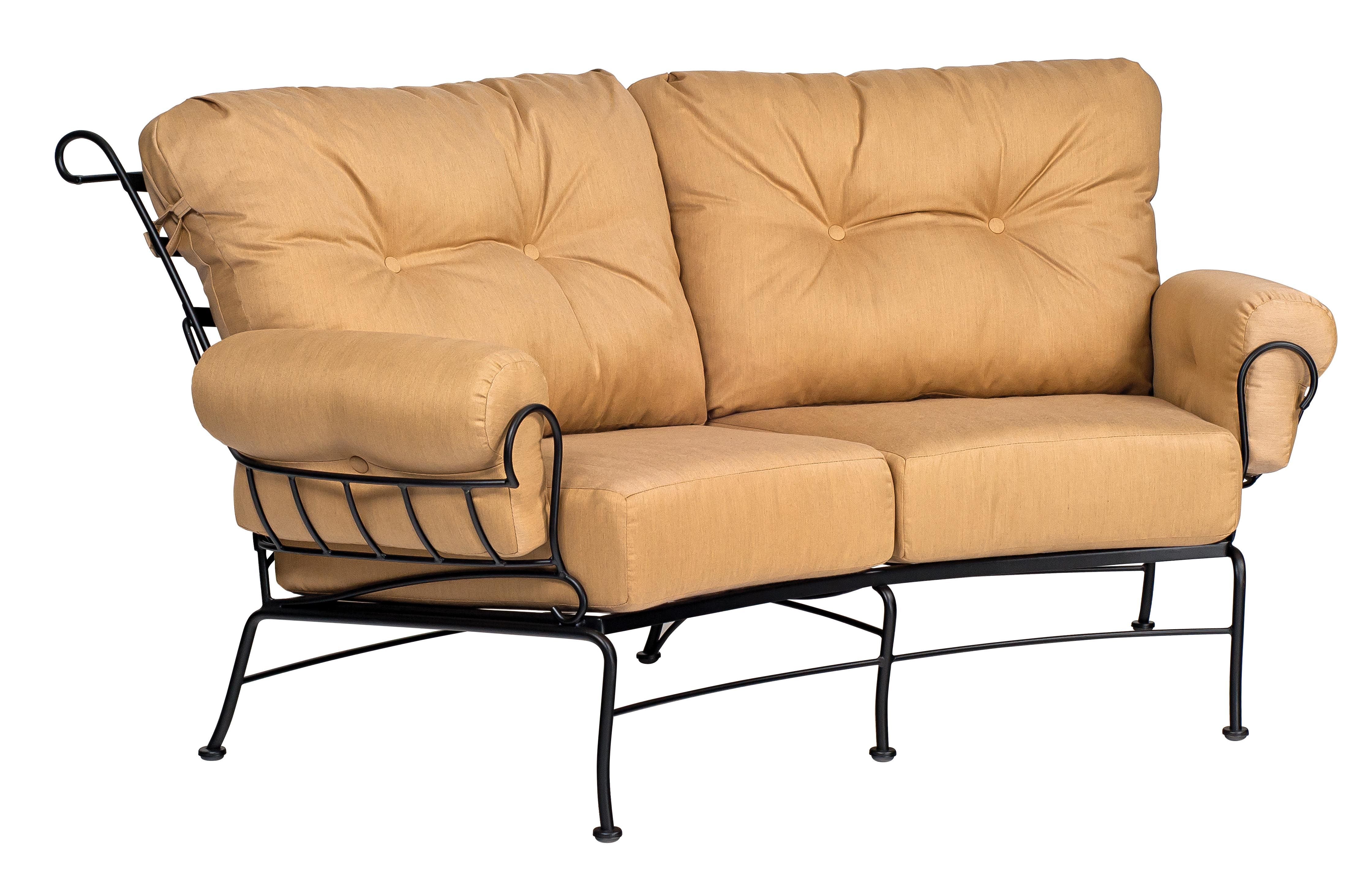 Woodard Terrace Crescent Love Seat, Aged Teak, No Cushion, Grade A Fabric, Garden Chairs, Loveseat, Terrace, Aluminum, Iron, Loveseats, Curved, Outdoor