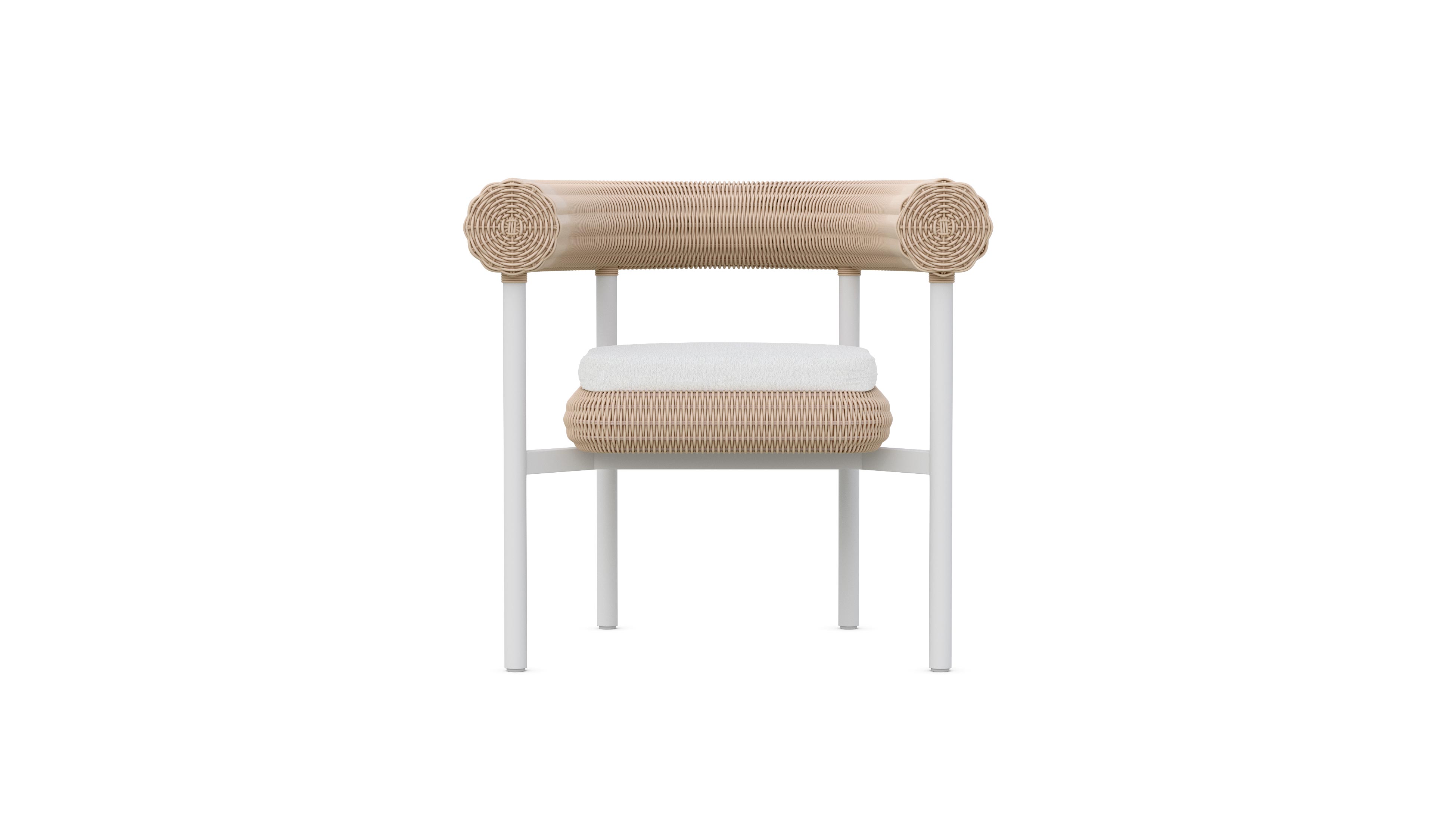 Azzurro Living Texoma Dining Chair With Natural Aluminum Frame And Almond All-Weather Wicker