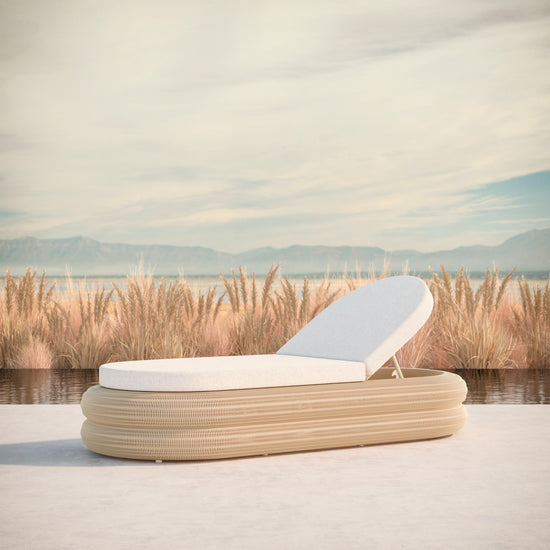 Azzurro Living Texoma Lounge Chair With Natural Aluminum Frame And Almond All-Weather Wicker