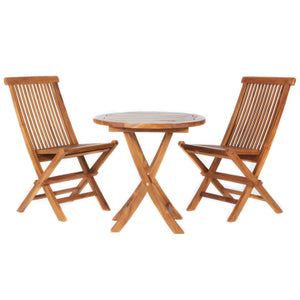 All Things Cedar 3 Piece Teak Bistro Set Table and Chairs