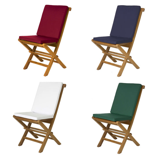 All Things Cedar Folding Chair Set & Blue/Green/Red/White Cushions