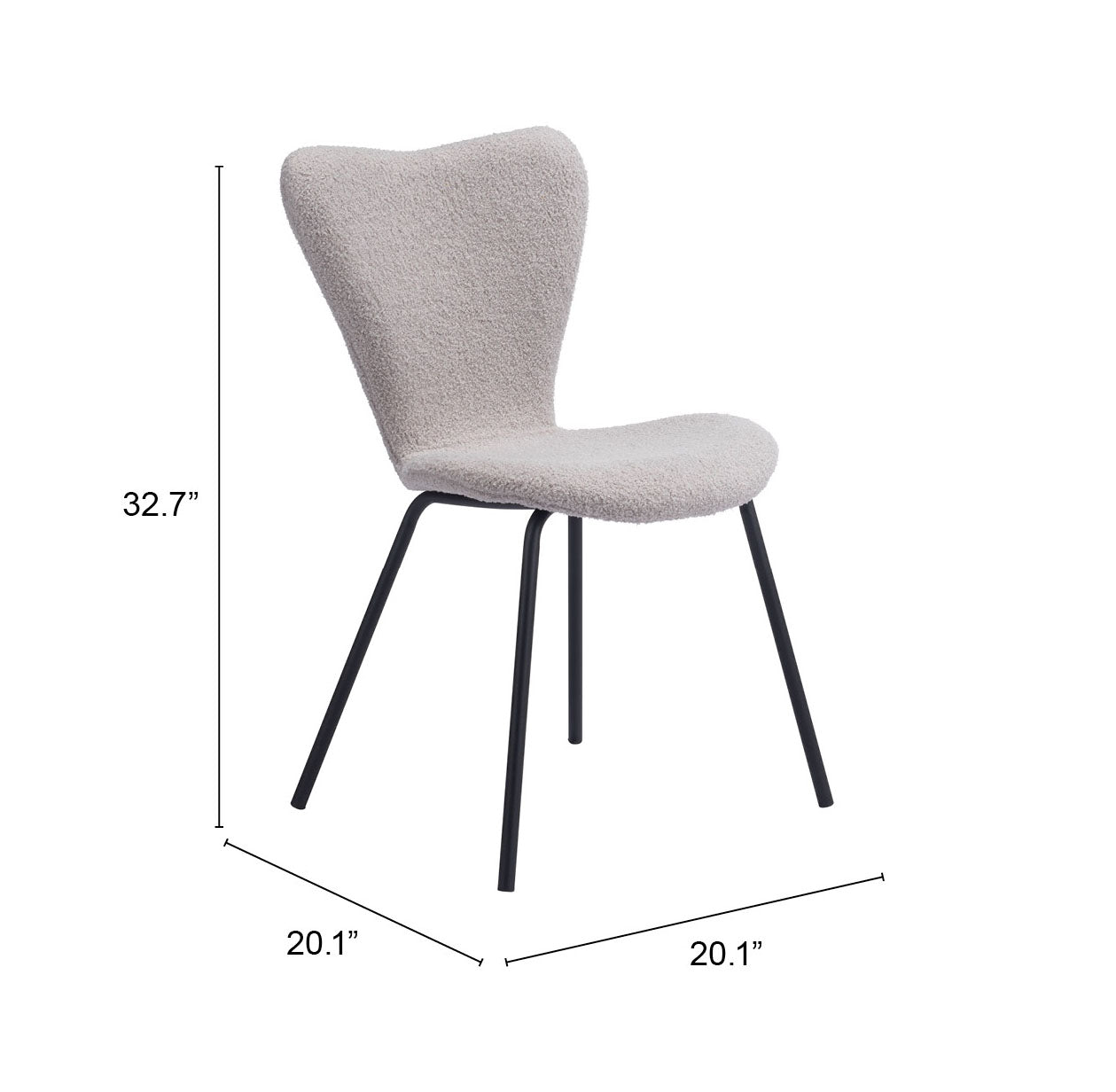 Zuo Modern Thibideaux Dining Chair (Set of 2) in Ivory/Light Gray