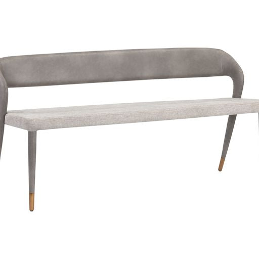 Sunpan Madura Banquette Belfast Heather Grey-Bravo Metal / Polo Club Muslin-Bravo Cream