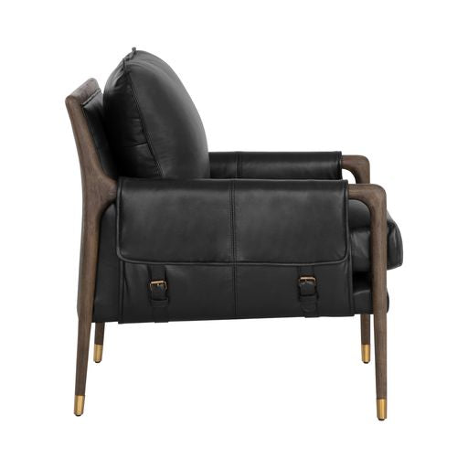 Sunpan Mauti Lounge Chair Dark Brown - Cortina Black Leather / Cortina Ink Leather