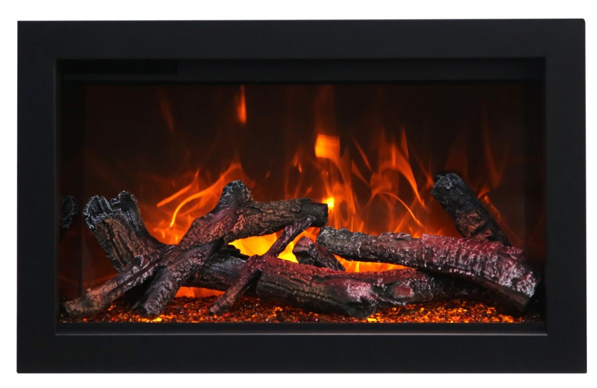 AmantiiTraditional Smart Electric 26" Indoor / Outdoor WiFi Enabled Insert, Featuring a MultiFunction Remote Control , Multi Speed Flame Motor and a 10 piece Birch Log Set