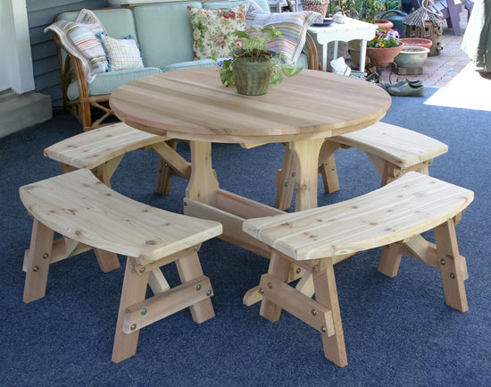 Creekvine Designs 57" Cedar Round Trestle Dining Set