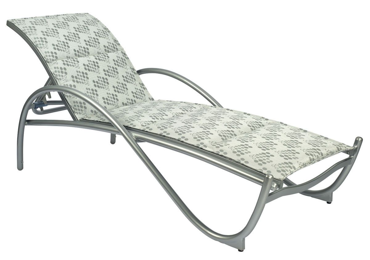 Woodard Tribeca Padded Adjustable Chaise Lounge - Stackable, Aged Teak, Augustine Alloy (Grade A), Grade A Fabric, Garden Chairs, Chaises, Tribeca, Aluminum, Chaise Lounge, Curved, Outdoor
