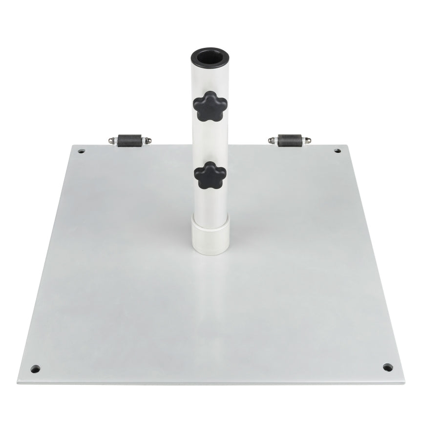 BFM Seating 75 Pound Steel Umbrella Base With Wheels In 24" Square Black/White/Bronze/Silver Mist