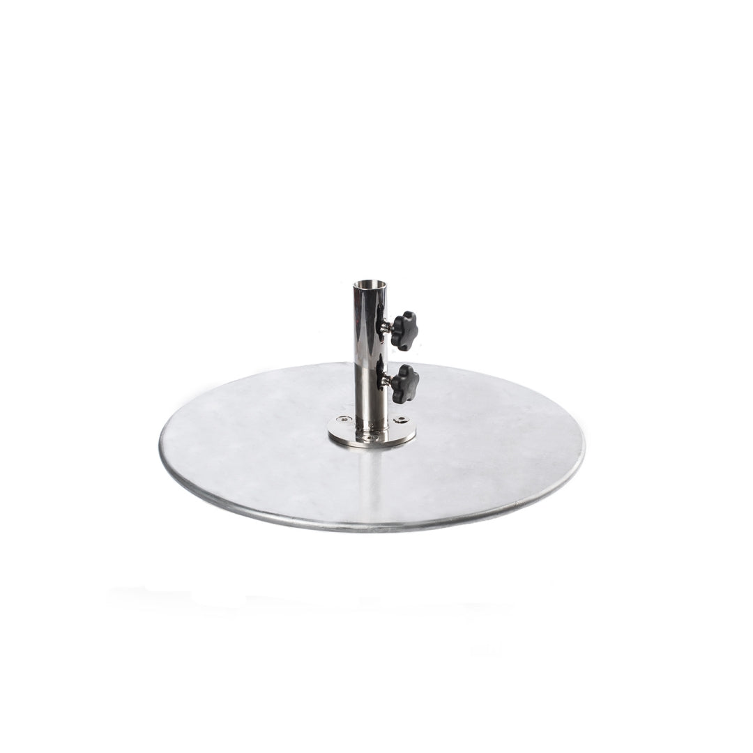 BFM Seating 70/100 Pound - 24" Diameter Galvanized Steel Plate Umbrella Base - Silver Mist