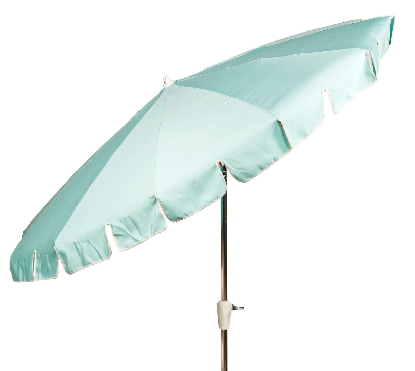 Woodard 8.5' 12-Rib Conventional Double V Cut Valance, Beach Bum Creamsicle (Grade A), Almond - Free-Standing Market Base - 3/8” x 24 1/2” Round Steel‡, 21” Cast Aluminum Umbrella Base, Umbrella, Aluminum, Fabric, Square, 4 Legs, Outdoor