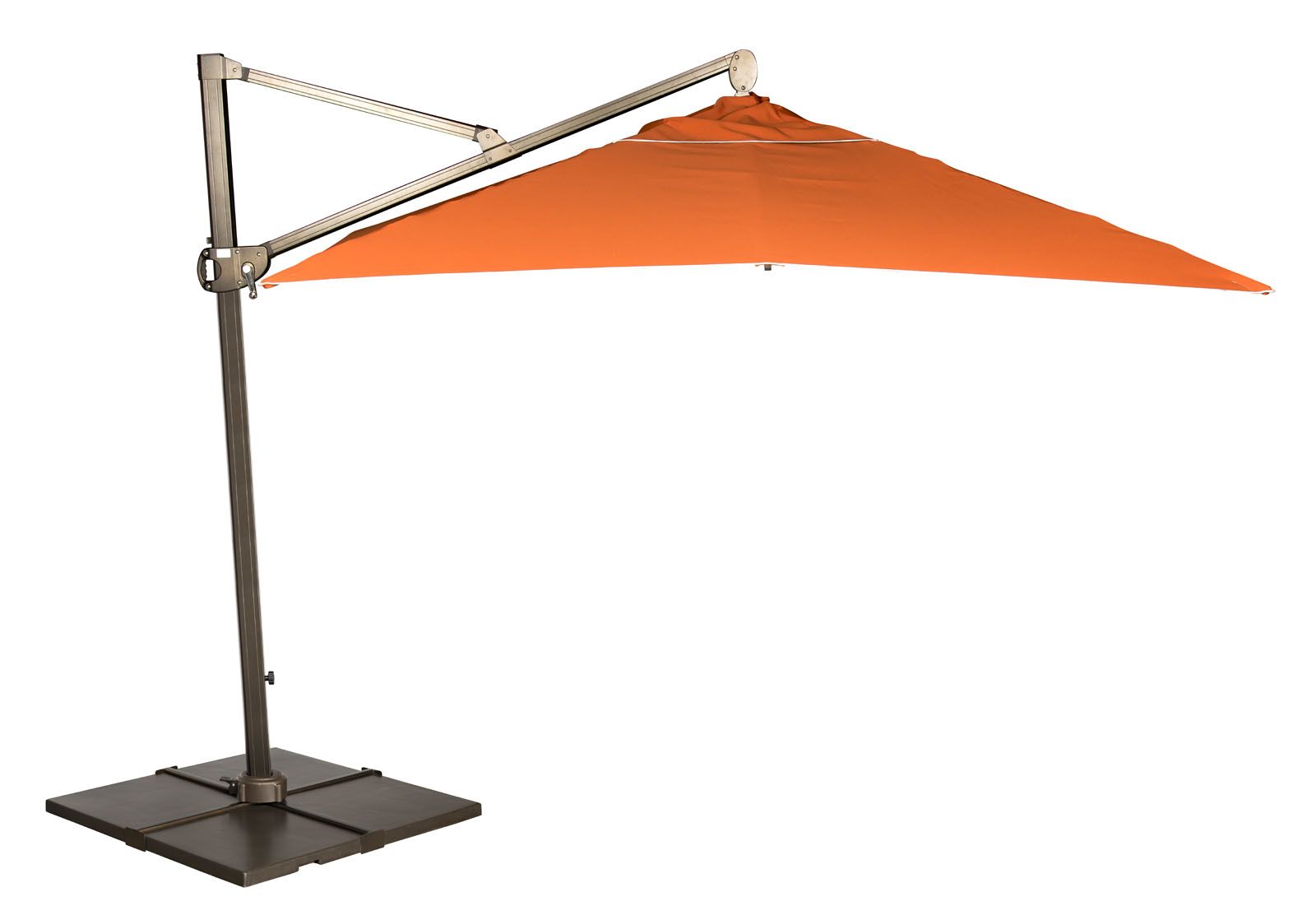Woodard Cantilever 10' Square Umbrella with 18" Tile Bases, Umbrella, Aluminum, Fabric, Square, 4 Legs, Outdoor
