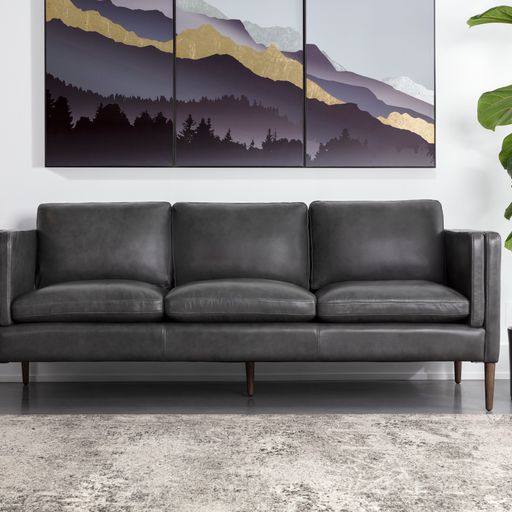 Sunpan Richmond Sofa - Brentwood Charcoal Leather