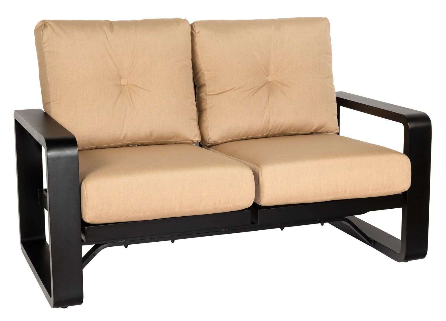 Woodard Vale Dual Rocking Love Seat, Aged Teak, No Cushion, Grade A Fabric, Loveseats, Aluminum, Rectangular, Frame, Outdoor