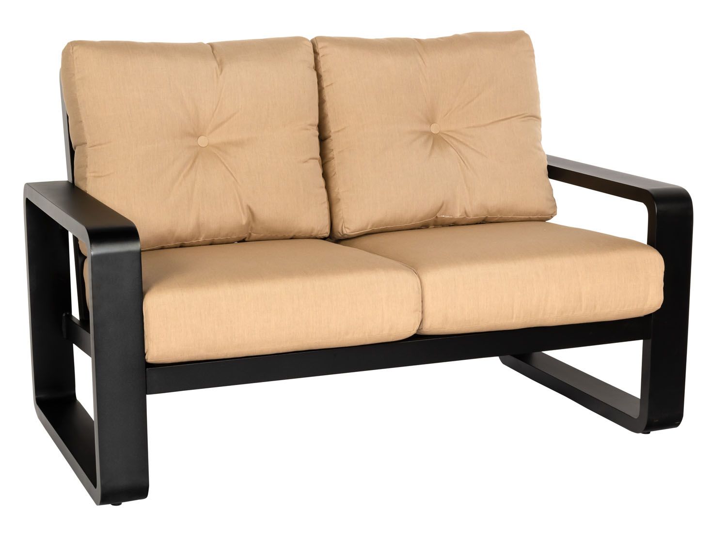 Woodard Vale Love Seat, Aged Teak, No Cushion, Grade A Fabric, Loveseats, Aluminum, Rectangular, Frame, Outdoor
