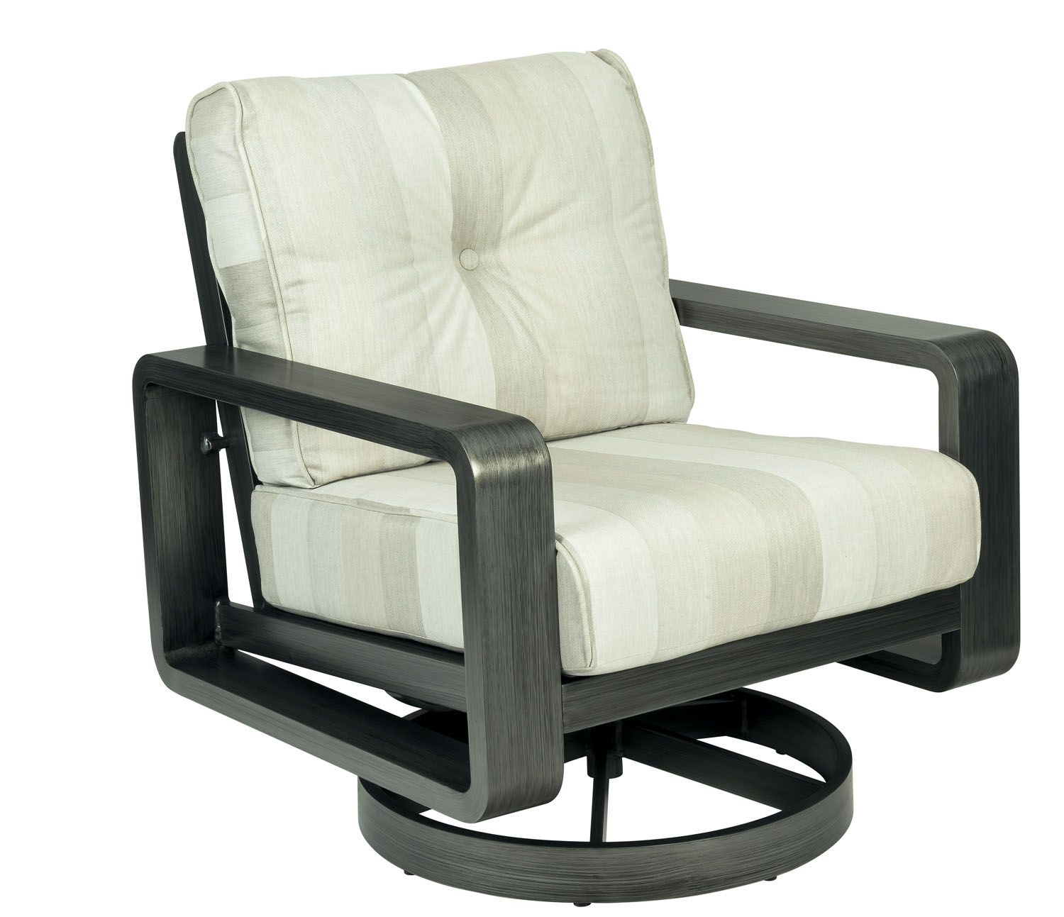 Woodard Vale Swivel Lounge Chair, Aged Teak, No Cushion, Grade A Fabric, Lounge Chairs, Aluminum, Rectangular, Frame, Outdoor