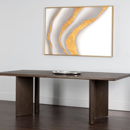 Sunpan Giulietta Dining Table Rectangular 90.5'' in Dark Brown / Weathered Oak
