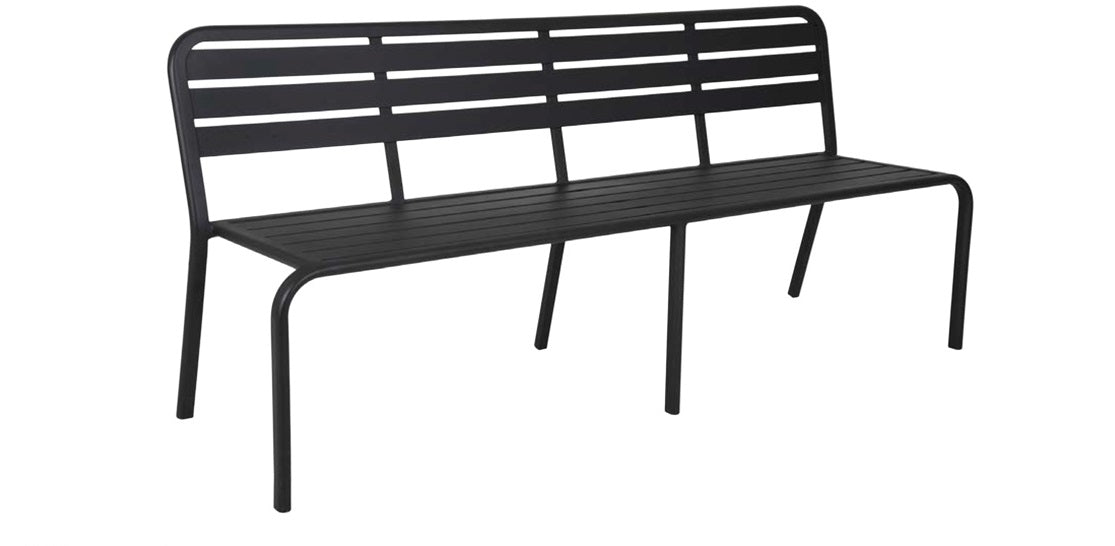 BFM Seating Vista 3 Seat Bench Powdered Coated Aluminum - Black/Earth