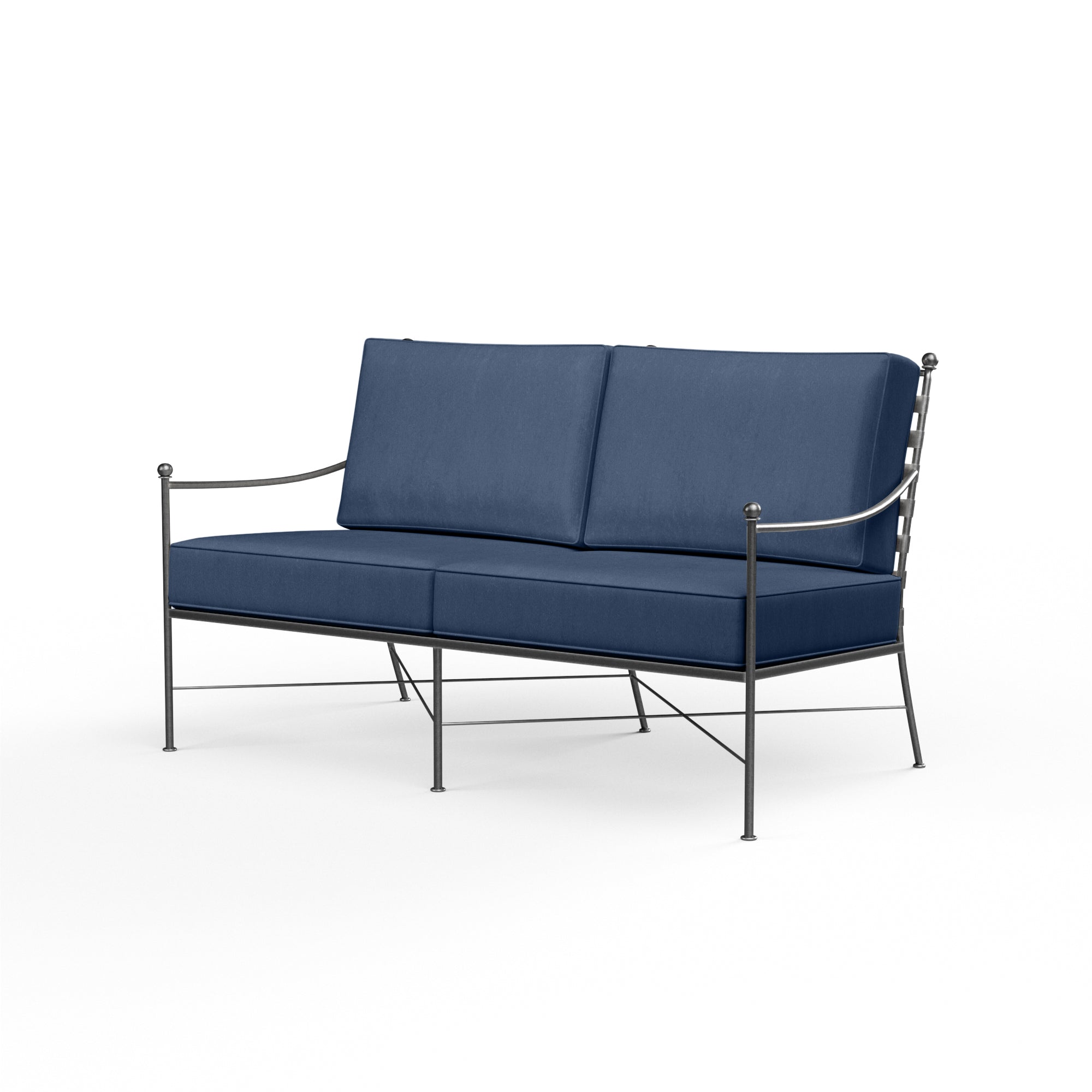 Sunset West Provence Wrought Iron Loveseat with Cushion