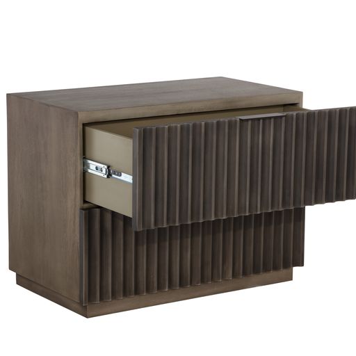 Sunpan Carlin Nightstand in Taupe / Black-Antique Brass