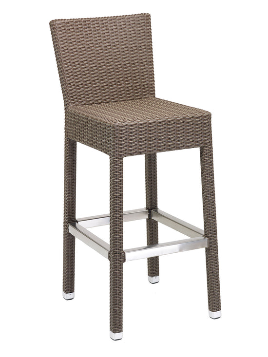 Florida Seating Hand Woven PE Synthetic Wicker Over Aluminum Frame Barstool - WIC-07B