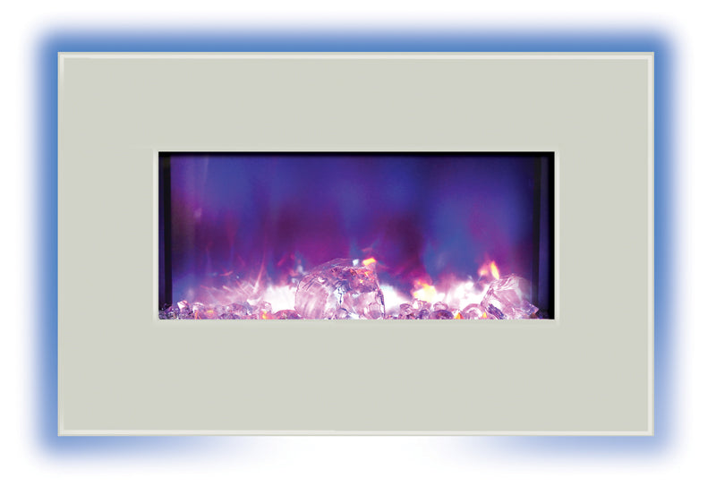 Amantii Electric Fireplace Fire and Ice Series 26" with 36" x 23" White Glass Surround