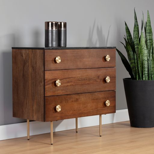 Sunpan Keely Dresser - Black Marble Marble - Cafe