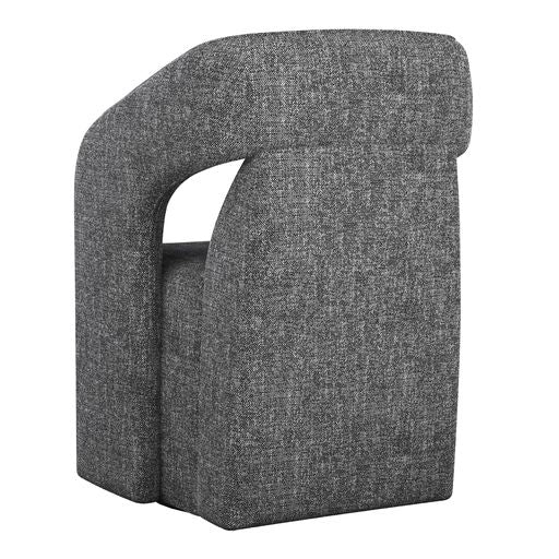 Sunpan Kendrick Wheeled Dining Armchair in Abbington Black / Moto Stucco / Nash Zebra