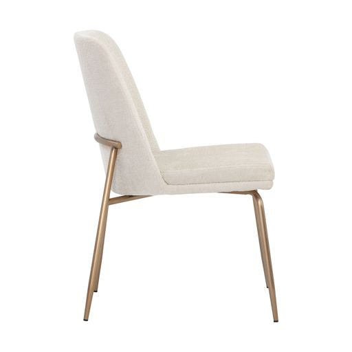 Sunpan Zeke Dining Chair Antique Brass in Bergen Ivory / Bergen Olive