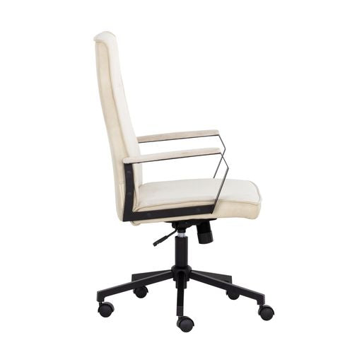 Sunpan Swanson Office Chair Polo Club Muslin-Bravo Cream / Polo Club Stone-Bravo Metal