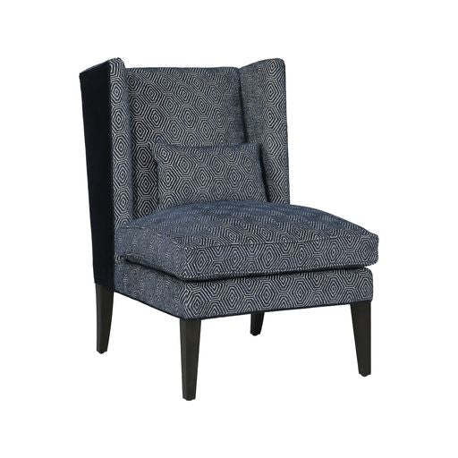 Sunpan Kenzo Lounge Chair in Chevron Grey - Antonio Charcoal / Fuego Navy - Abbington Navy